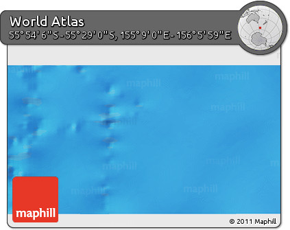 Physical 3D Map of the Area around 55° 41' 33" S, 155° 37' 30" E