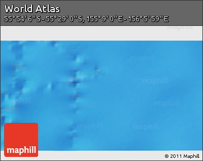 Physical 3D Map of the Area around 55° 41' 33" S, 155° 37' 30" E