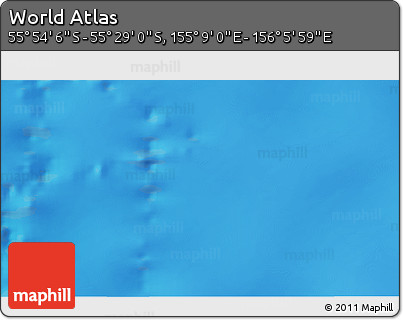 Physical 3D Map of the Area around 55° 41' 33" S, 155° 37' 30" E