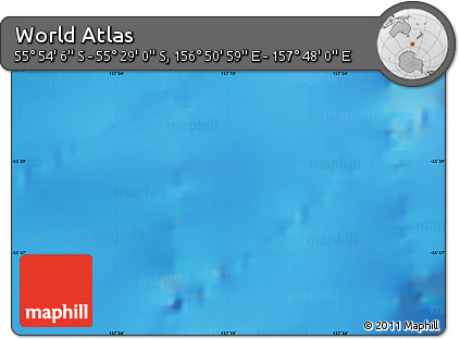 Physical Map of the Area around 55° 41' 33" S, 157° 19' 29" E