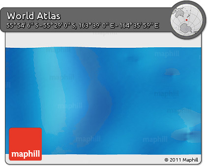 Physical 3D Map of the Area around 55° 41' 33" S, 164° 7' 30" E