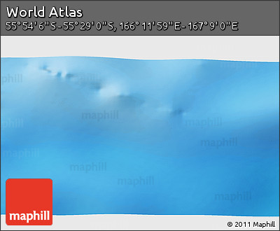 Physical 3D Map of the Area around 55° 41' 33" S, 166° 40' 30" E