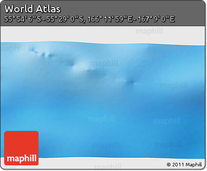 Physical 3D Map of the Area around 55° 41' 33" S, 166° 40' 30" E