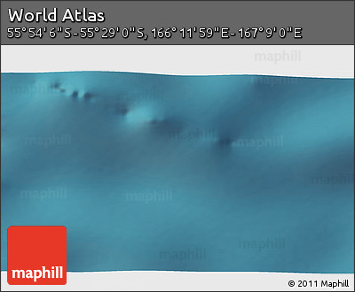 Satellite 3D Map of the Area around 55° 41' 33" S, 166° 40' 30" E