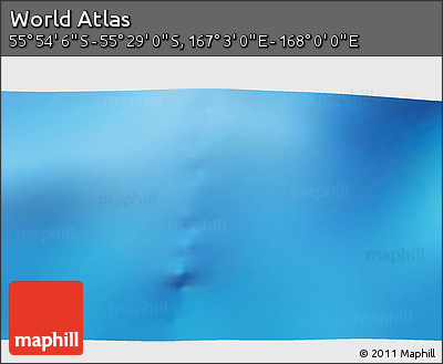 Physical 3D Map of the Area around 55° 41' 33" S, 167° 31' 30" E