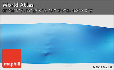 Physical Panoramic Map of the Area around 55° 41' 33" S, 167° 31' 30" E