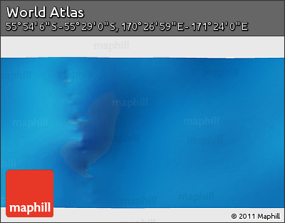 Physical 3D Map of the Area around 55° 41' 33" S, 170° 55' 30" E