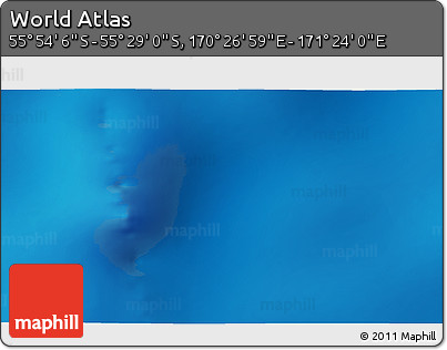 Physical 3D Map of the Area around 55° 41' 33" S, 170° 55' 30" E