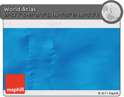 Physical 3D Map of the Area around 55° 41' 33" S, 178° 34' 29" E