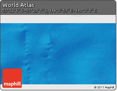 Physical 3D Map of the Area around 55° 41' 33" S, 178° 34' 29" E