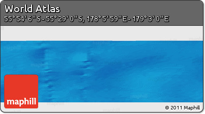 Physical Panoramic Map of the Area around 55° 41' 33" S, 178° 34' 29" E