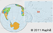 Political Location Map of the area around 55° 41' 33" S, 21° 10' 29" W