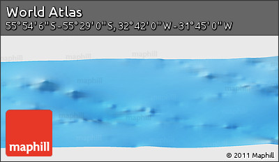 Shaded Relief Panoramic Map of the Area around 55° 41' 33" S, 32° 13' 30" W