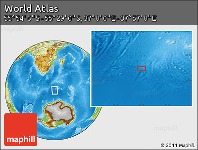 Physical Location Map of the Area around 55° 41' 33" S, 37° 28' 30" E