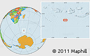 Political Location Map of the area around 55° 41' 33" S, 46° 49' 30" E