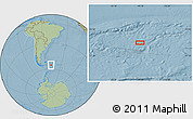 Savanna Style Location Map of the area around 55° 41' 33" S, 49° 13' 30" W, hill shading