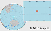 Gray Location Map of the area around 55° 41' 33" S, 50° 13' 30" E