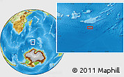 Physical Location Map of the area around 55° 41' 33" S, 51° 4' 30" E