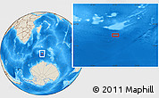 Shaded Relief Location Map of the area around 55° 41' 33" S, 51° 4' 30" E