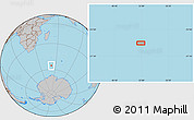 Gray Location Map of the area around 55° 41' 33" S, 51° 55' 29" E