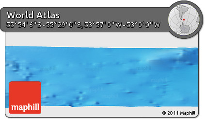 Physical Panoramic Map of the Area around 55° 41' 33" S, 53° 28' 30" W