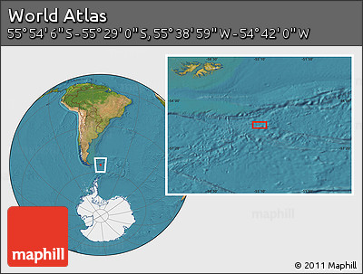 Satellite Location Map of the Area around 55° 41' 33" S, 55° 10' 29" W