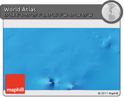 Physical 3D Map of the Area around 55° 41' 33" S, 61° 7' 30" W