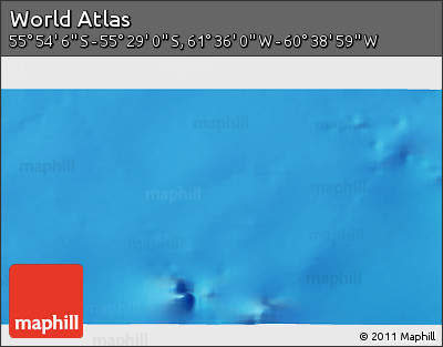 Physical 3D Map of the Area around 55° 41' 33" S, 61° 7' 30" W
