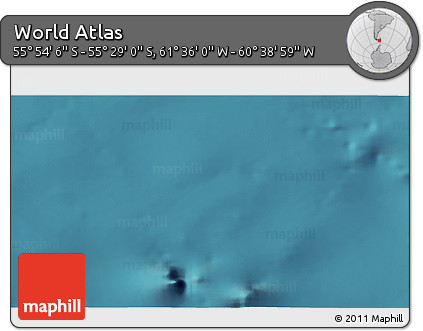 Satellite 3D Map of the Area around 55° 41' 33" S, 61° 7' 30" W