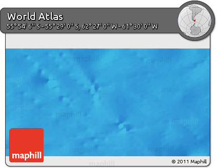 Physical 3D Map of the Area around 55° 41' 33" S, 61° 58' 30" W