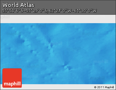 Physical 3D Map of the Area around 55° 41' 33" S, 61° 58' 30" W