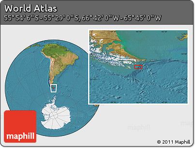 Satellite Location Map of the Area around 55° 41' 33" S, 66° 13' 29" W