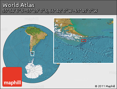 Satellite Location Map of the Area around 55° 41' 33" S, 66° 13' 29" W