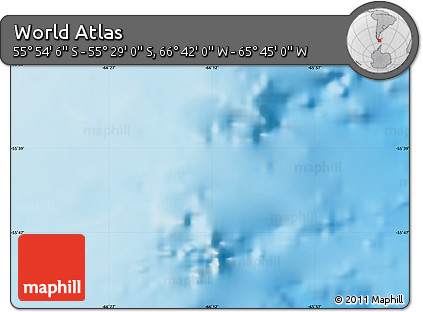 Physical Map of the Area around 55° 41' 33" S, 66° 13' 29" W