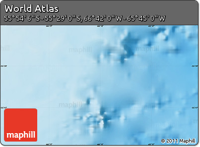 Physical Map of the Area around 55° 41' 33" S, 66° 13' 29" W