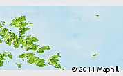 Physical 3D Map of the area around 55° 41' 33" S, 67° 4' 29" W