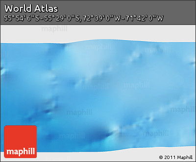 Physical 3D Map of the Area around 55° 41' 33" S, 72° 10' 30" W