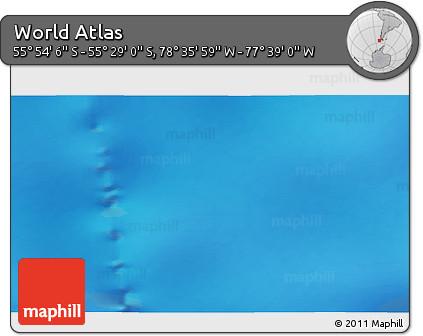 Physical 3D Map of the Area around 55° 41' 33" S, 78° 7' 30" W