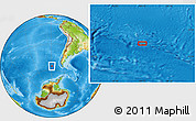 Physical Location Map of the area around 55° 41' 33" S, 89° 10' 30" W