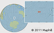 Savanna Style Location Map of the area around 55° 41' 33" S, 93° 34' 29" E, hill shading