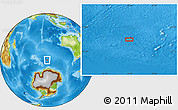 Physical Location Map of the area around 55° 41' 33" S, 94° 25' 30" E