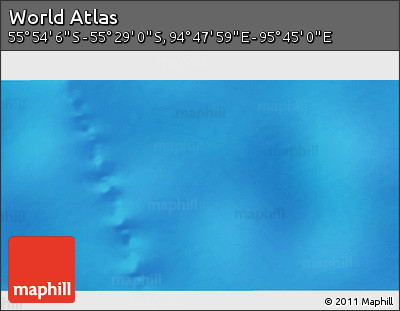 Physical 3D Map of the Area around 55° 41' 33" S, 95° 16' 30" E