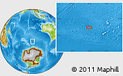 Physical Location Map of the area around 55° 41' 33" S, 95° 16' 30" E