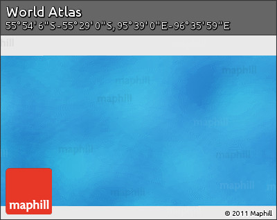 Physical 3D Map of the Area around 55° 41' 33" S, 96° 7' 30" E