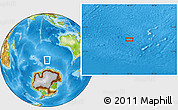 Physical Location Map of the area around 55° 41' 33" S, 96° 7' 30" E