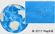 Shaded Relief Location Map of the area around 55° 41' 33" S, 96° 7' 30" E