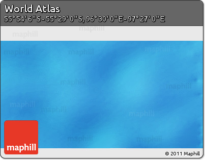 Physical 3D Map of the Area around 55° 41' 33" S, 96° 58' 29" E