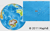 Physical Location Map of the area around 55° 41' 33" S, 96° 58' 29" E
