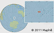 Savanna Style Location Map of the area around 55° 41' 33" S, 96° 58' 29" E, hill shading