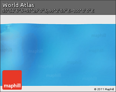 Physical 3D Map of the Area around 55° 41' 33" S, 99° 31' 30" E